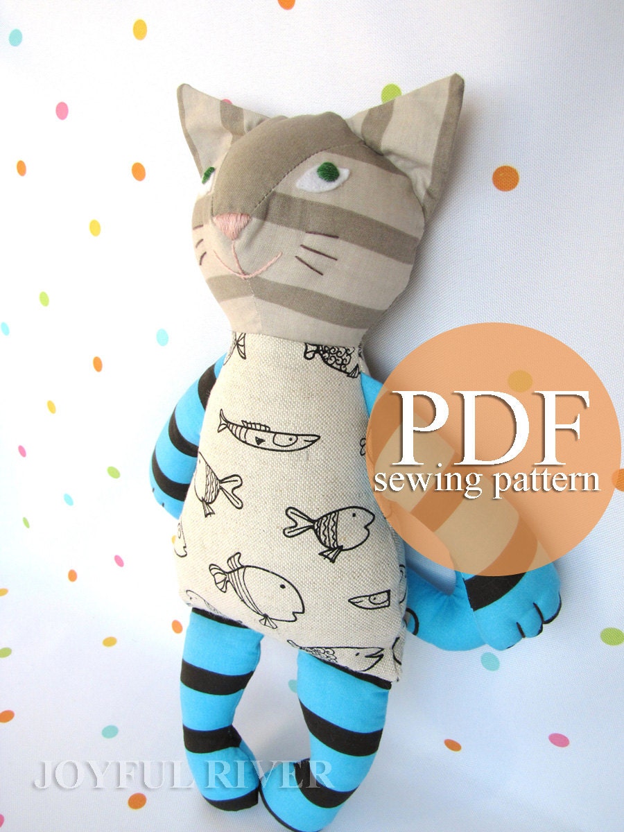 Stuffed toy cat sewing pattern PDF Cat sewing by JoyfulRiver