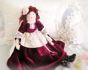 Art Doll, Cloth Doll, Soft Sculpture Doll, AIMEE 17 inch OOAK Handmade CharlotteStyle SIGNED