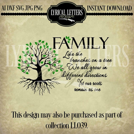 Download Family Like Branches on a Tree LL039 B SVG by lyricalletters