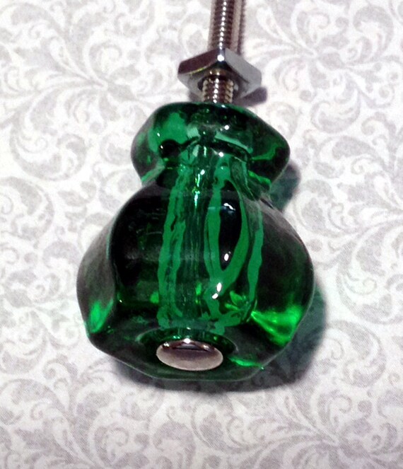 Emerald Glass Knob Green Glass Knobs Antique