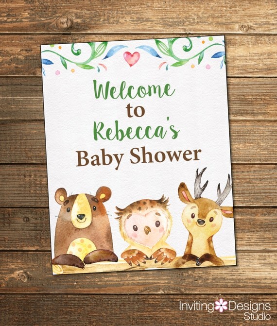 Woodland Baby Shower Welcome Sign / Rustic by InvitingDesignStudio