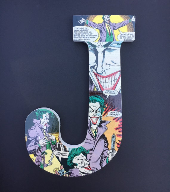 Joker J Comic Book Wall Letter by tracimoc on Etsy