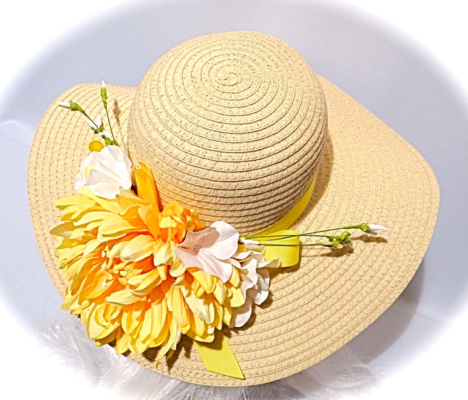 Yellow Sun Hat Derby Mother of the Bride Summer Hats DH122