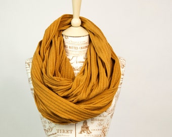 Mustard Infinity Scarf, Ribbed Knit Cozy Scarf, Spring Scarf, Girlfriend Wife Gift, Womens Scarf Yellow Gifts for Friends Gift for Her Mom