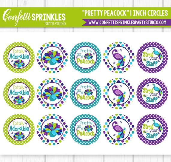 INSTANT DOWNLOAD "Pretty Peacock" 4x6" 1" Inch Bottle Cap Image/Digital Collage Sheet Il_570xn