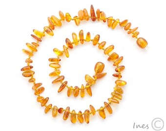 Amber Teething Necklace, 100% Genuine Baltic Amber,Drop Amber Beads, Baby Necklace