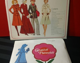 Classic Coats ~ Creative Patterns Vintage 1977 Softcover Instructional Sewing Booklet and Uncut Pattern