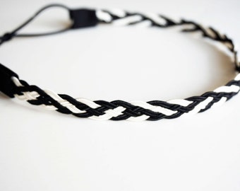 Black and White Woven Braided Headband
