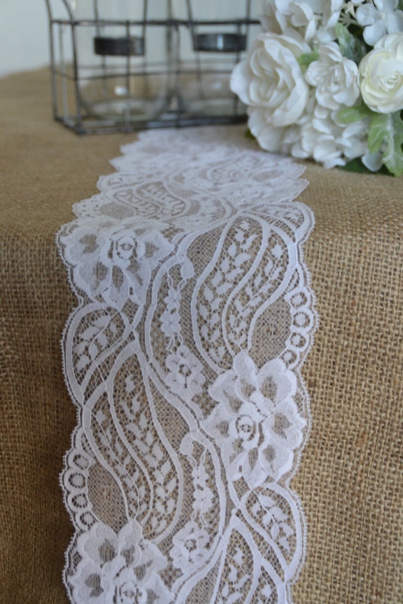20 Yards White table runner lace trim 5 Wide By by LolaAndBea