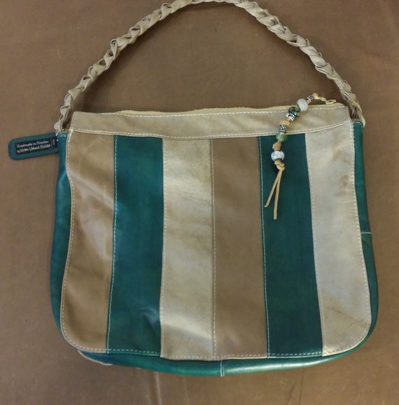 Striped Color Block Leather Shoulder Bag Riri Zipper Clutch