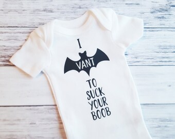 I Vant to Suck Your Boob Onesie - Funny Halloween Shirt - Breastfeeding Halloween Baby Bodysuit - Baby Shower Gift - 1st Halloween Top