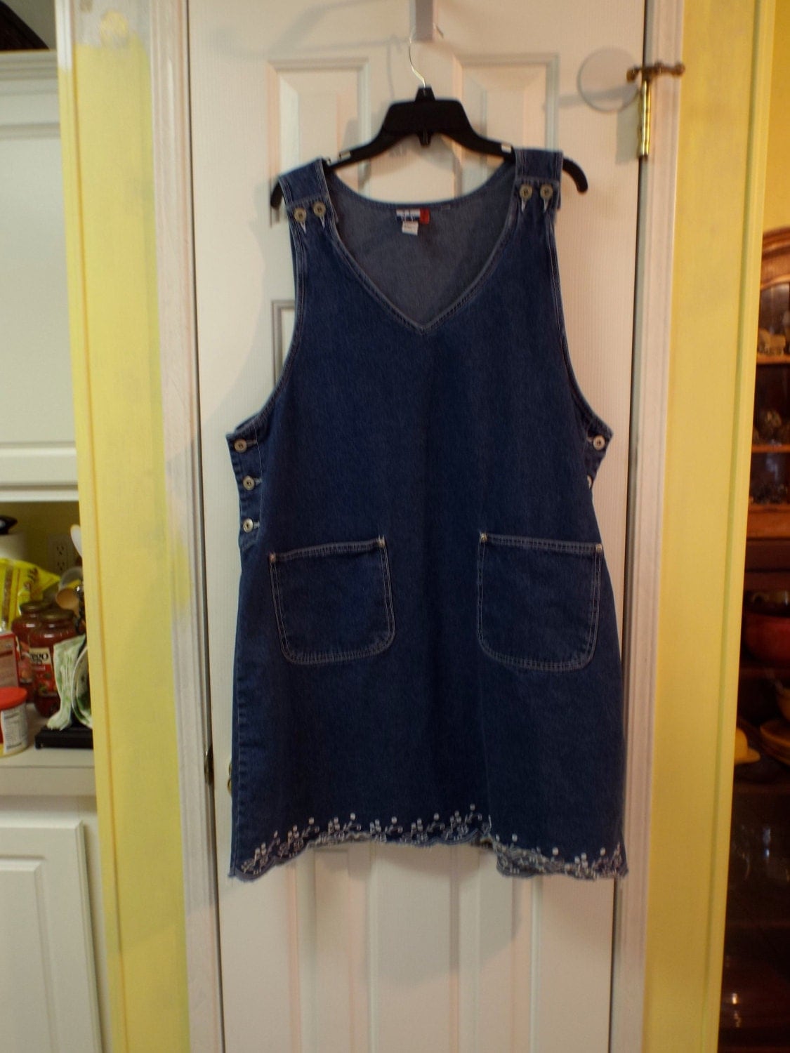 ON RESERVE Women's Dress Navy Blue Jean Jumper Dress Size