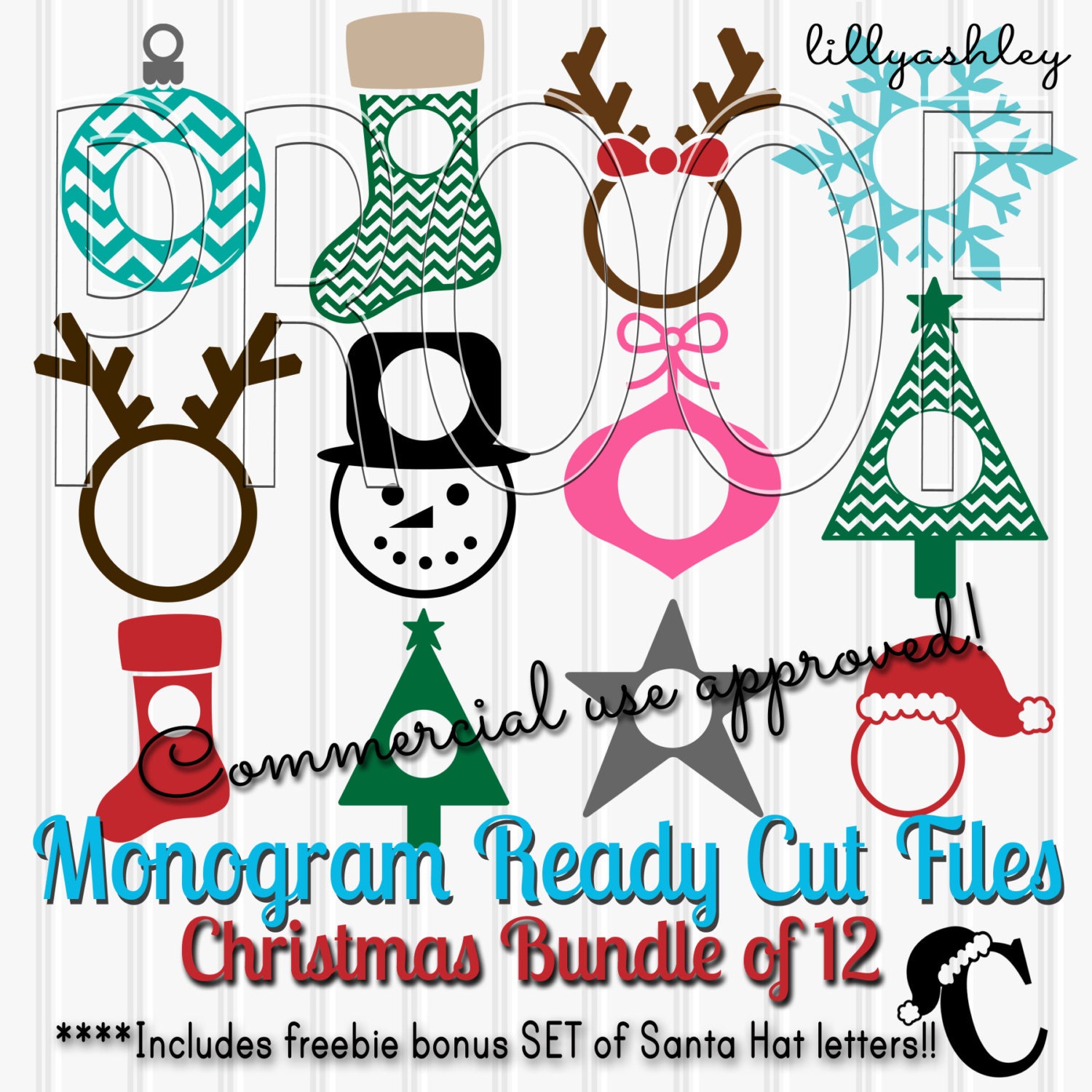 Download Christmas Monogram svg Christmas Bundle Set of 12 svg Cut