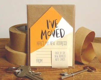New Address Cards Pack Of 6 Miniature Houses 'I've Moved' // New Address Note Cards // Moving Cards // Change Of Address