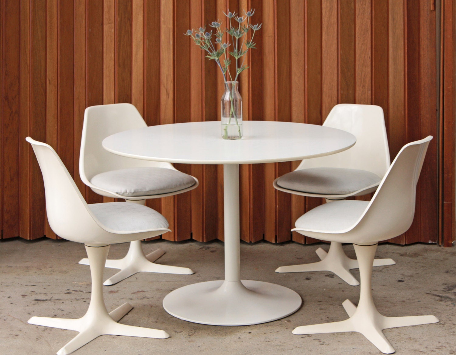 4 Burke Dining Chairs Swivel Tulip Chairs Mid Century