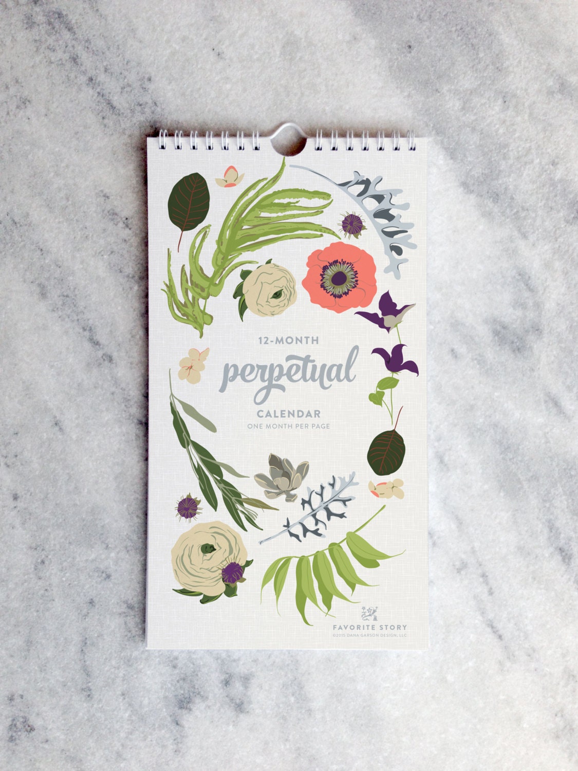 Perpetual Calendar Birthday Calendar Botanical Illustration