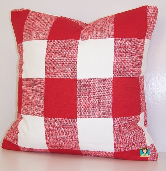 Red Buffalo Check RED PILLOW COVER 14 16 by Cathyscustompillows