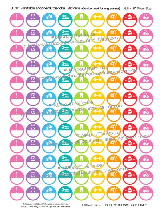 Appointment Planner Stickers Printable 0 76 Rainbow