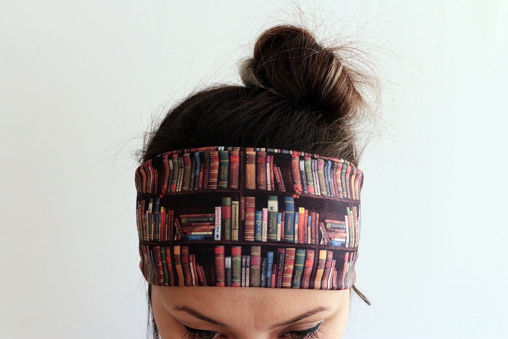 Bookshelf Books Headband Elastic Soft Double Layer by SheOHandmade