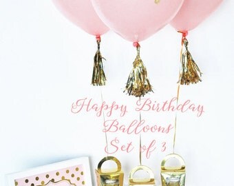 Pink Balloons, Pink Happy Birthday Balloons, First Birthday Balloons, Pink & Gold First Birthday Decorations, Pink Balloon Photo Prop