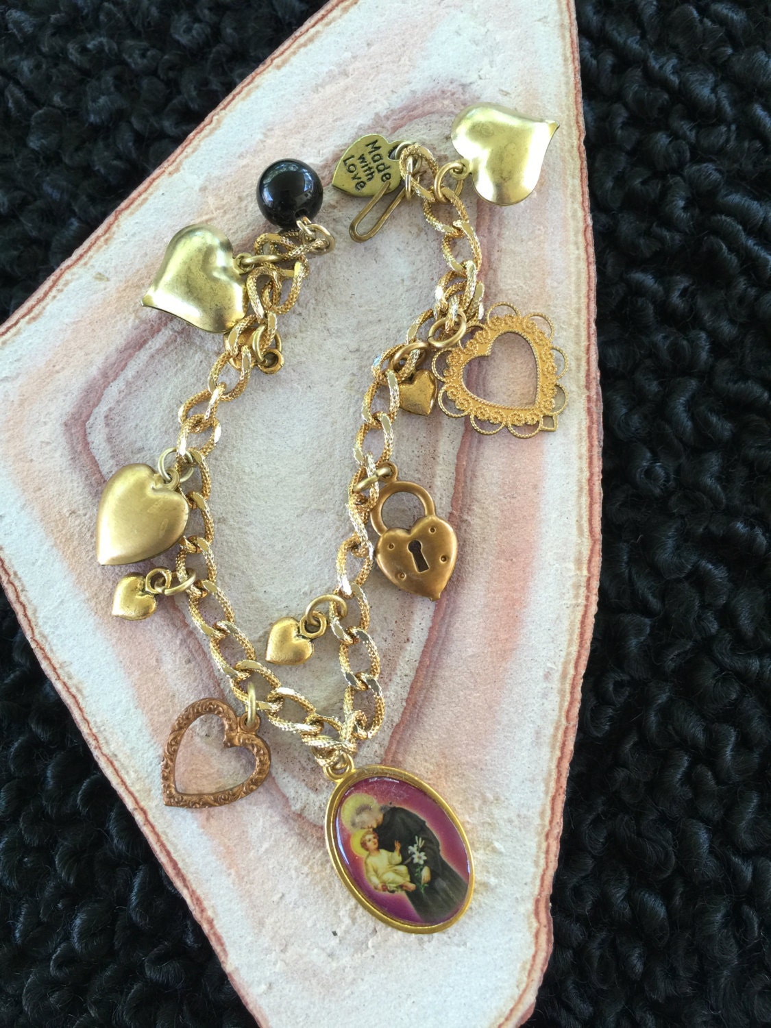 St. Francis of Assisi Charm Bracelet Heart Charm Bracelet