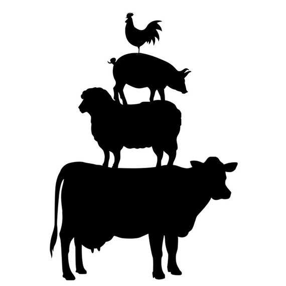 Stacked Farm Animals 4 Inch Vinyl Window Decal FREE SHIPPING