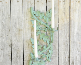 Candle Wall Sconce, Metal Wall Sconce Lighting, Mid Century Sconce, Outdoor Wall Sconce, Cast Iron Candle Holder, Metal Candleholder