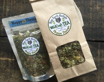 Hoppy Thymes Herbal Tea, Loose Leaf Tea, Tisane, Dried Hops, St. John's Wort, Sleepytime Tea, Calming, Wild Harvested and Organic Herbs