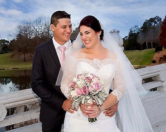 Off-Shoulder milky white wedding bolero/ French Chantilly Lace /bridal shrug /jacket long sleeve