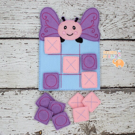 Butterfly Tic Tac Toe game embroidered board games