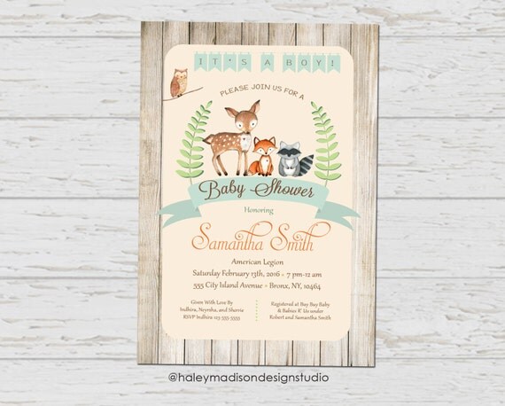 Woodland Baby Shower Invitation It's a Boy by HaleyMadisonDesign