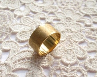 Gold-plated ring wide, 58 Matt Gr. wide band gold plated US size 8.4 UK size Q 1/2