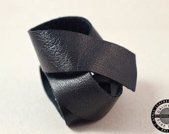 Genuine Black Flat Leather Strap, Raw Cut, Single-sided, Lamb Black, 20 mm (3/4 inch) 50 inches (1583)