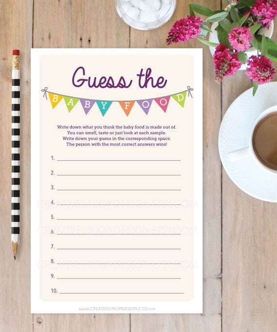 Guess The Baby Food Shower Game Baby Shower Game Print at