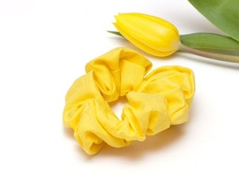Yellow Hair Scrunchie - Yellow Scrunchie - Handmade Scrunchy - Cotton Scrunchie - Cheerleader - Ponytail - Hair Accessories