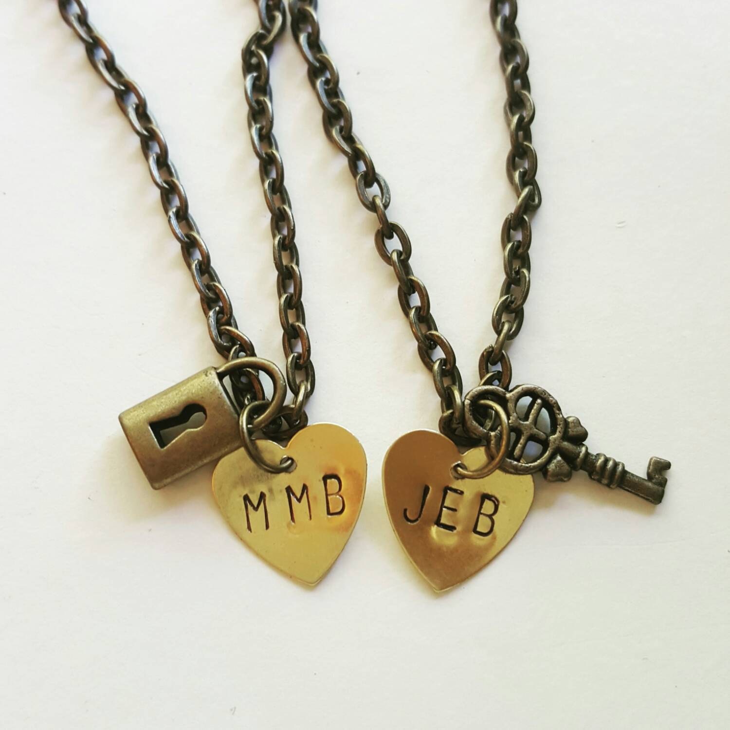 Lock and Key Necklace Set Custom Necklace Set Valentines