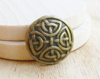 Celtic Knot Button - Bronze Button - Metal Button - Shank Button - Bronze Shank Button - Wrap Bracelet Button - 2mm Hole Button - Celtic