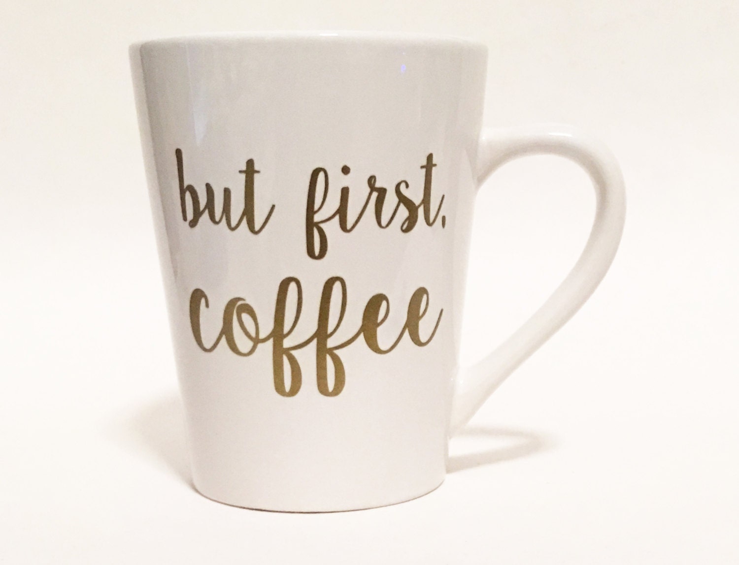 But First Coffee Script Font Ceramic Coffee Mug Gold