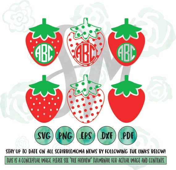 Strawberry Monogram Strawberry SVG Strawberry Cut by ScribbleMoma