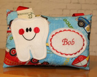 Boys Tooth Fairy Pillow - Firefighter Baby Shower - Firetruck Tooth Pillow - Firefighter Gift - Boys Tooth Pillow - Fairy Dust