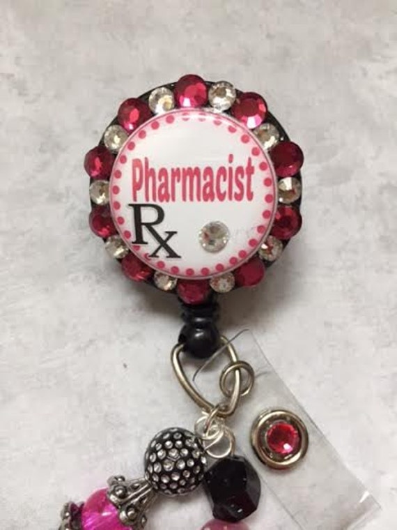 Pharmacist Retractable ID Badge Holder Hot Pink Medical