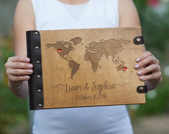 Map Guest Book, Wedding Guest Book, Guest Book, GuestBook, Custom Guest Book, Wedding, Wood Guest Book, Travel Guest Book, Photo Album