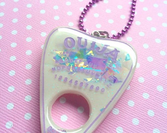 Iridescent Pastel Ouija Pendant / Ouija Planchette Necklace / Pastel Goth / Horror Jewelry / Creepy Cute / Pastel Gothic Jewelry / Cute Goth