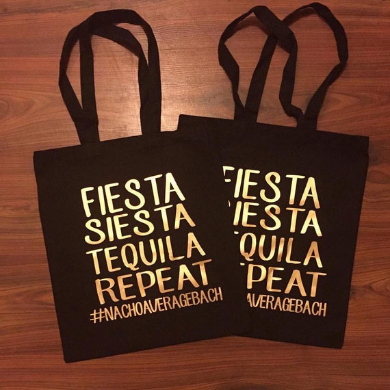 bachelorette fiesta themed tote bags
