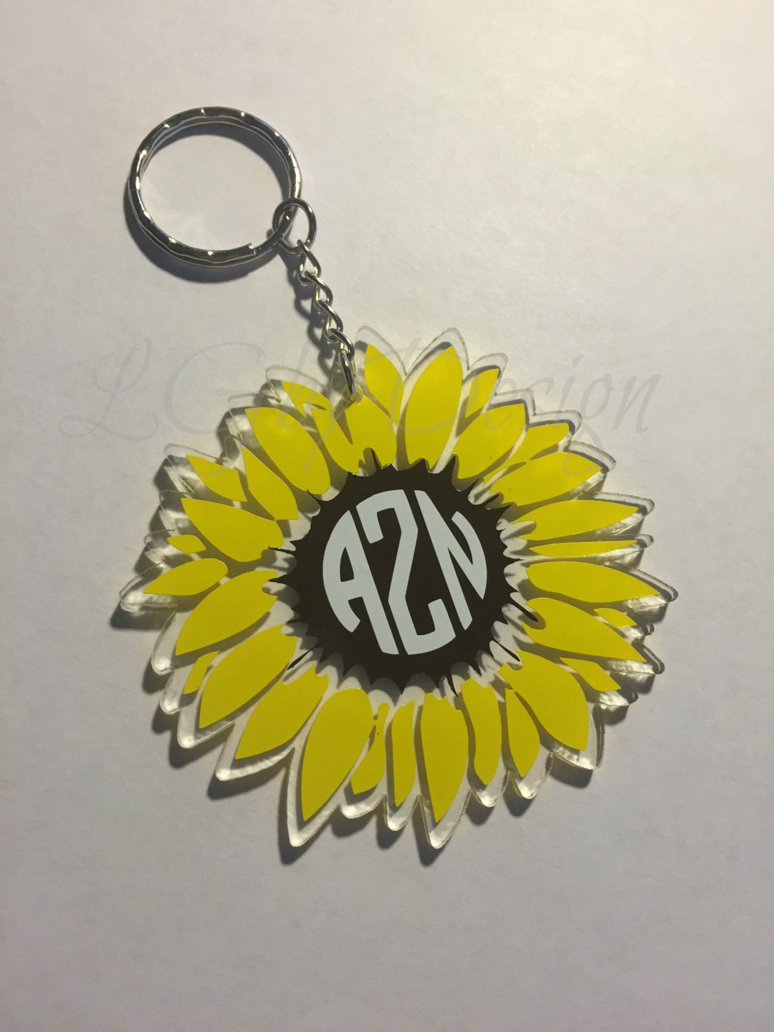 Sunflower Keychain with Monogram