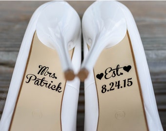 Personalized Wedding Shoe Decal with Date and Name | Personalized Wedding Decoration | Wedding Shoe Decal | Bridal Shoe Decal