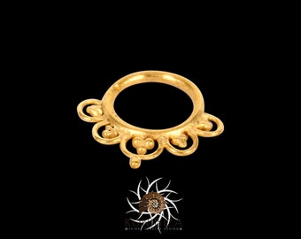 Ajeet Gold Septum Ring - Septum Jewelry - Septum Piercing - Tribal Septum Ring - Indian Septum Ring - Septum Clicker - 18g Septum (G4)