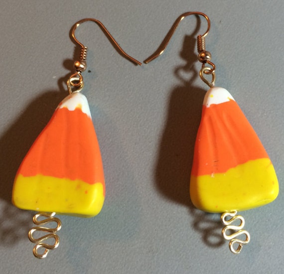 Candy Corn Earrings Halloween Earrings Food Jewelry Dangle