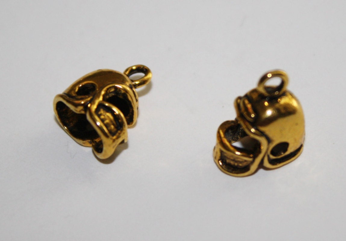 Football Helmet Charms Gold Brass Tone Small Football Helmet