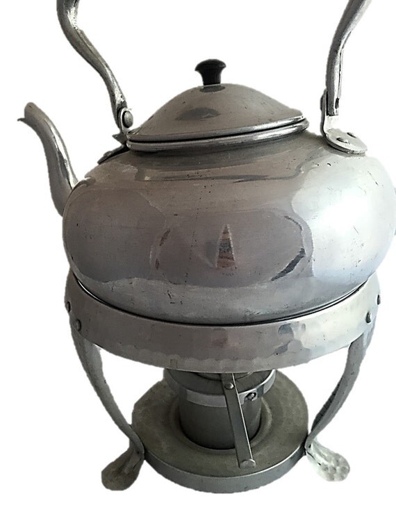 Vintage SILVER Teapot with Warming Stand Tea by DerBayzVintage